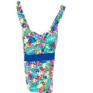 Lands End Tankini Top Women 18 Colorful Floral Shelf Bra Swim Top‎ Halter Beachy